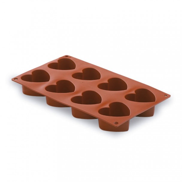 Molde Corazón 8 Cavidades Silicona Pastryflex
