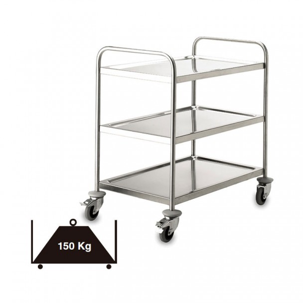 Carro Servicio 3 Bandejas Soldado Inox 150 kg